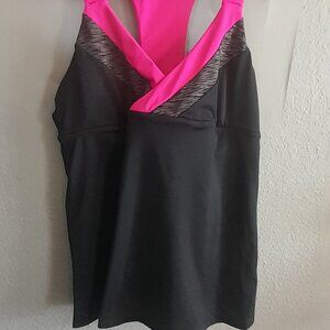 Ideology Athletic Tank Top or Tankini Swim Top Pink/Black Size Medium